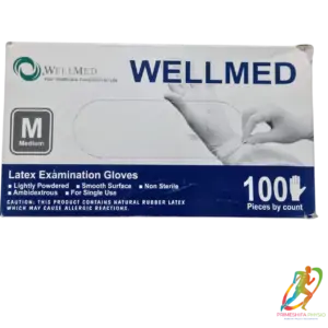 WELLMED Latex Gloves Medium Size